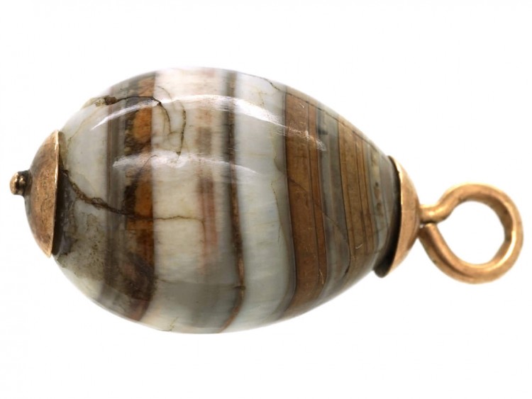 Striped Agate Egg Pendant