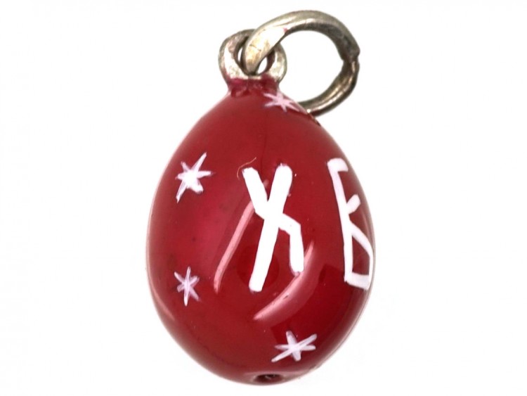 Easter Greetings Russian Silver Egg Charm