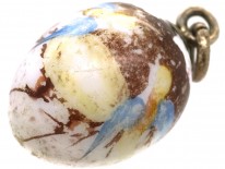 Porcelain Egg Charm With Swallows Motif