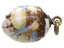 Porcelain Egg Charm With Swallows Motif