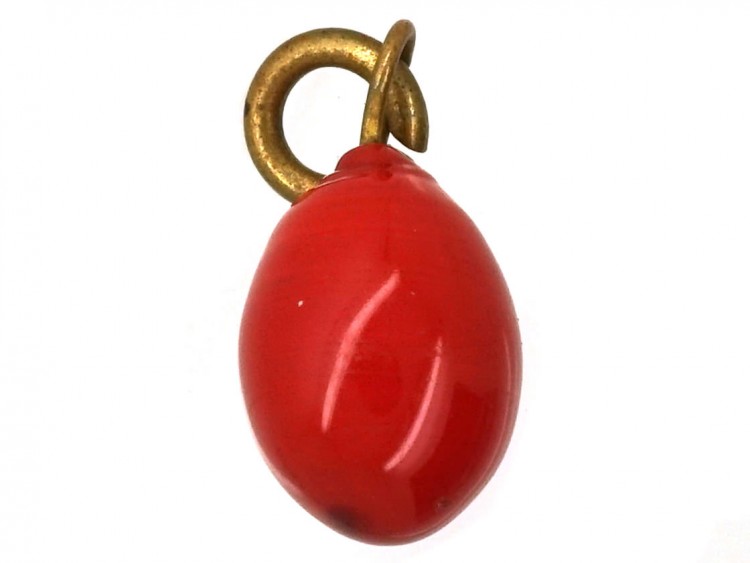 Tiny Red Glass Egg Charm