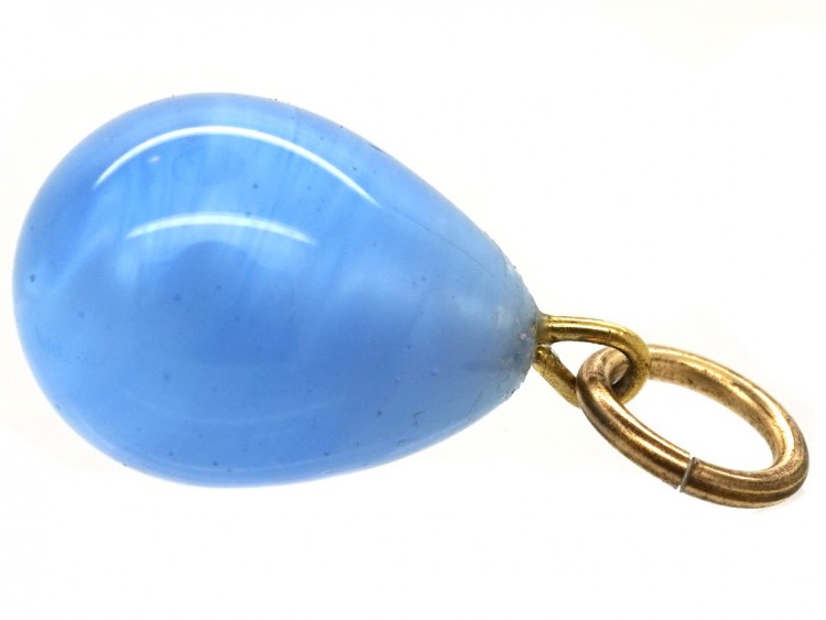 Pale Blue Spun Glass Egg Charm