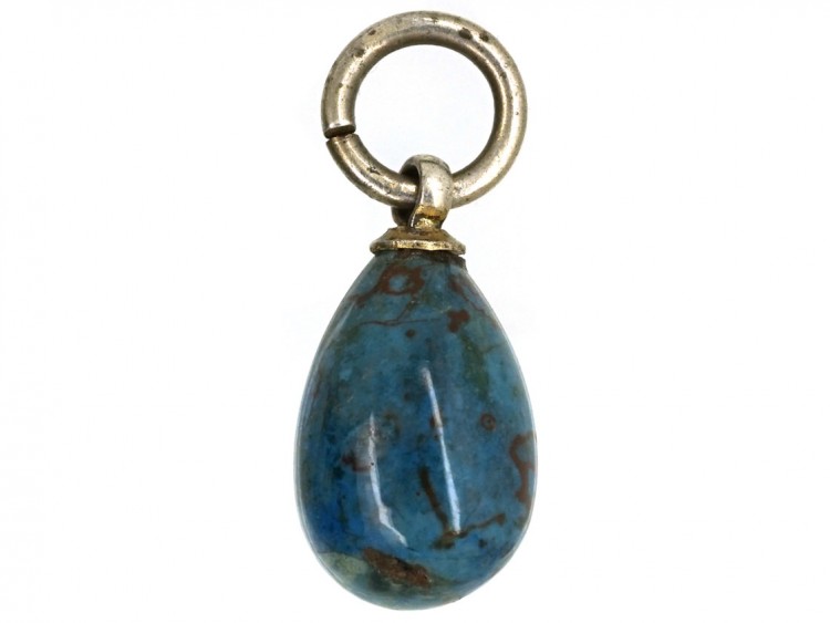 Small Silver & Blue Agate Easter Egg