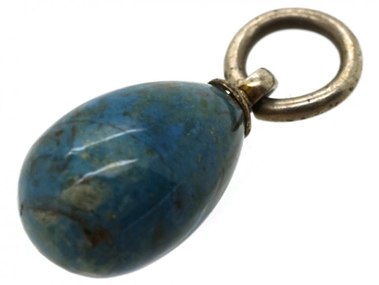 Small Silver & Blue Agate Easter Egg