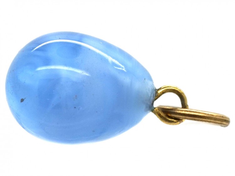 Pale Blue Spun Glass Egg Charm