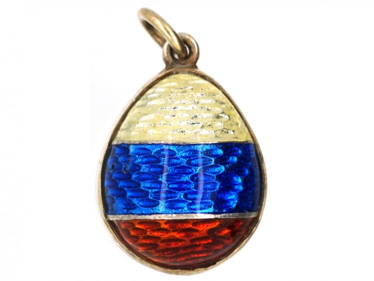 Silver & Red, White & Blue Enamel Easter Egg