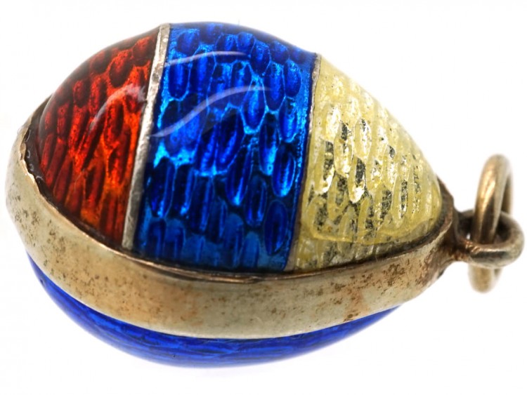 Silver & Red, White & Blue Enamel Easter Egg