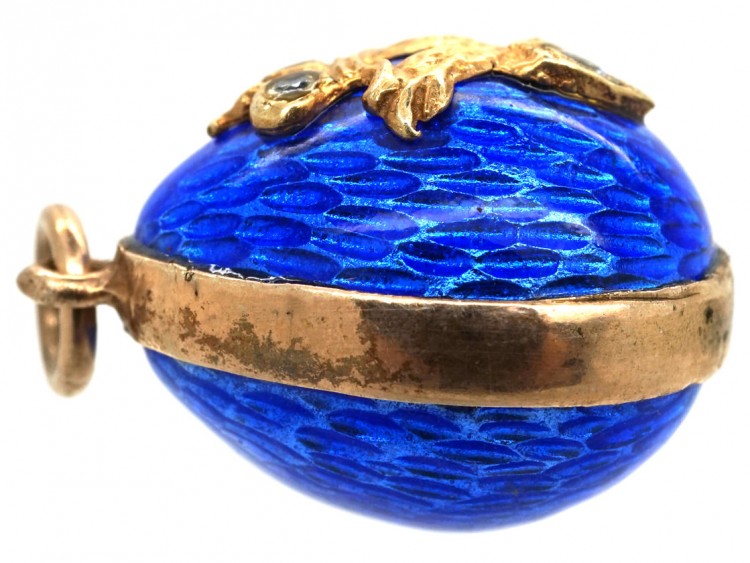 Blue Enamel & Paste Easter Egg