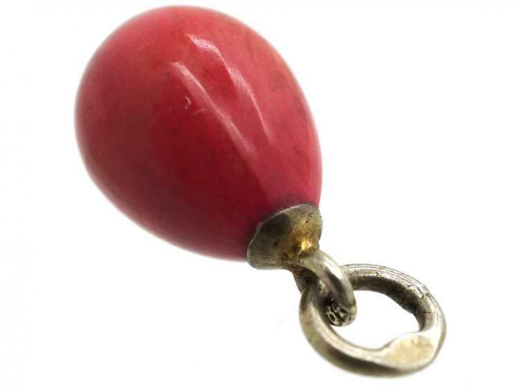 Russian Silver & Red Stone Egg