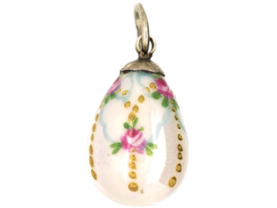 Russian Silver & Enamel Flowers Easter Egg