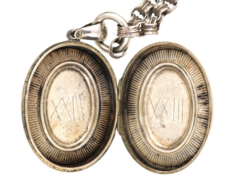 Victorian Oval Silver Bird Motif Locket on The Original Silver Chain