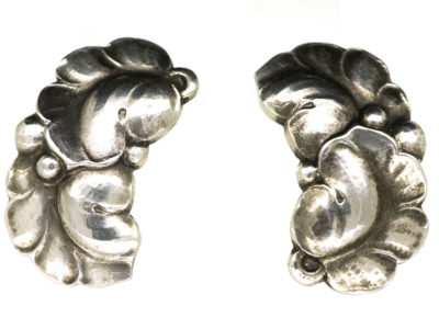Georg Jensen Silver Double Leaf Earrings Georg Jensen Silver Double Leaf Earrings
