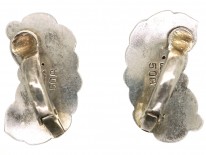 Georg Jensen Silver Double Leaf Earrings