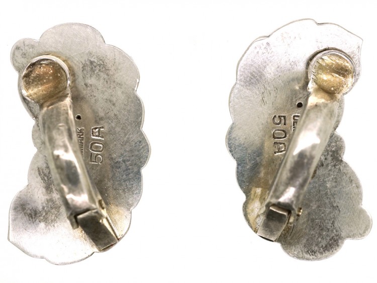 Georg Jensen Silver Double Leaf Earrings