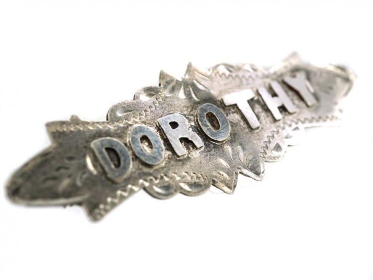 Edwardian Silver Name Brooch Dorothy