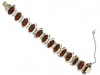 Art Deco Silver, Carnelian & Marcasite Bracelet