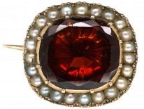 Georgian 9ct Gold & Flat Cut Garnet Lace Brooch