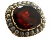 Georgian 9ct Gold & Flat Cut Garnet Lace Brooch