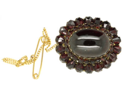 Victorian Cabochon Garnet Oval Brooch