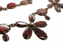 Georgian Gold & Flat Cut Garnet Pansy Necklace