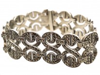 Art Deco Silver & Marcasite Figure of Eight Design Bracelet