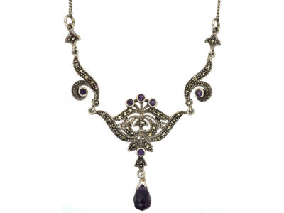 Silver, Marcasite & Amethyst Necklace