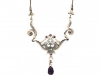 Silver, Marcasite & Amethyst Necklace