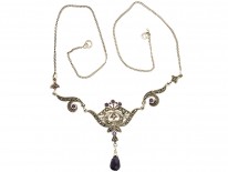 Silver, Marcasite & Amethyst Necklace