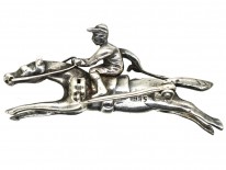 Silver, Enamel & Paste Racehorse & Jockey Brooch