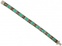 Art Deco Silver & Green & White Paste Bracelet