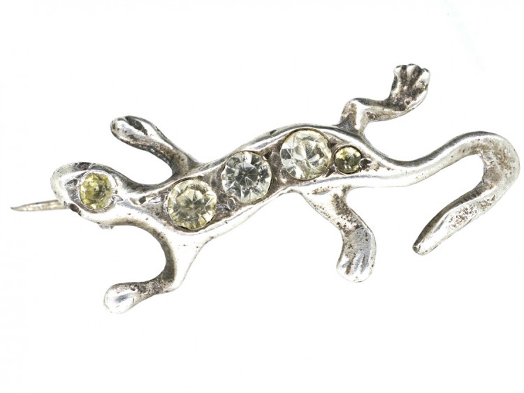 Small Silver & Paste Lizard Brooch