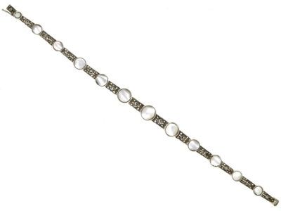 Art Deco Silver & Blister Pearl Bracelet
