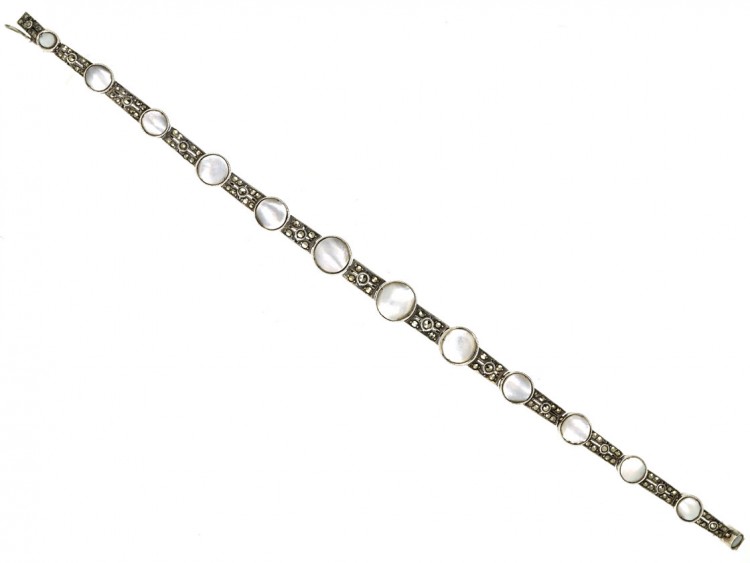 Art Deco Silver & Blister Pearl Bracelet