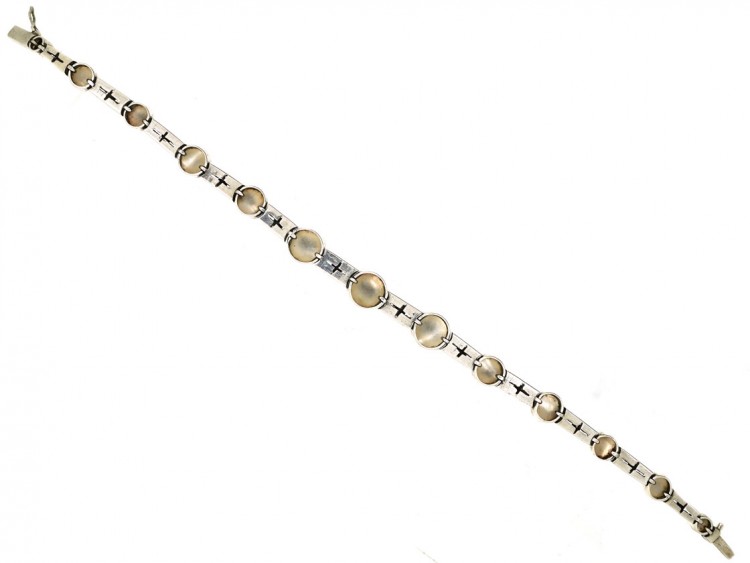 Art Deco Silver & Blister Pearl Bracelet