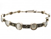 Art Deco Silver & Blister Pearl Bracelet