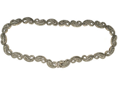 1950s Silver & Marcasite Paisley Design Collar