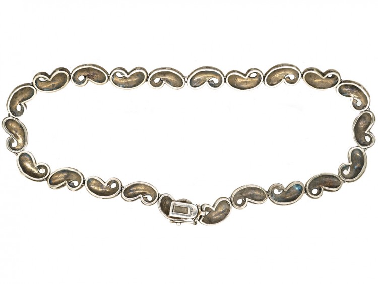 1950s Silver & Marcasite Paisley Design Collar