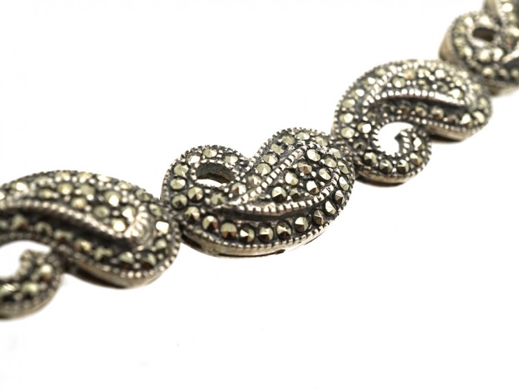 1950s Silver & Marcasite Paisley Design Collar
