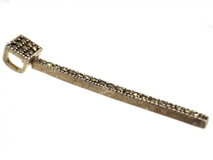 Silver & Marcasite Drop Pendant