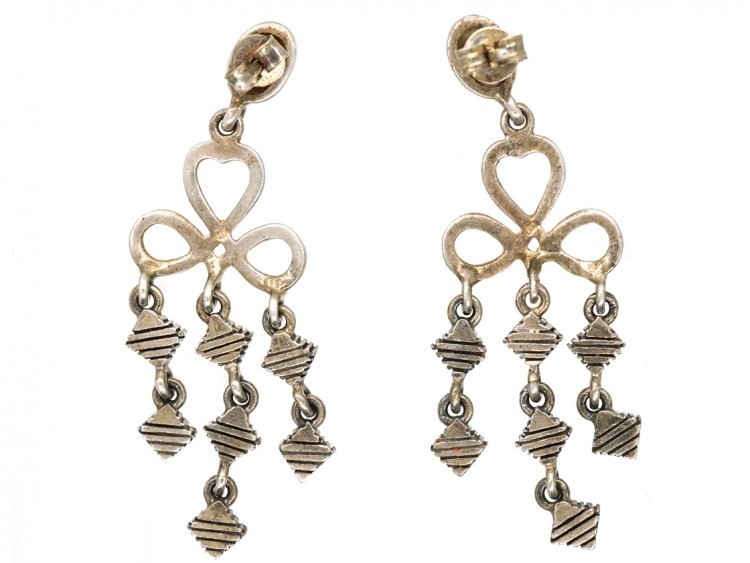 Silver & Marcasite Triple Drop Earrings