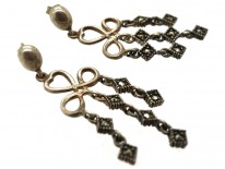 Silver & Marcasite Triple Drop Earrings