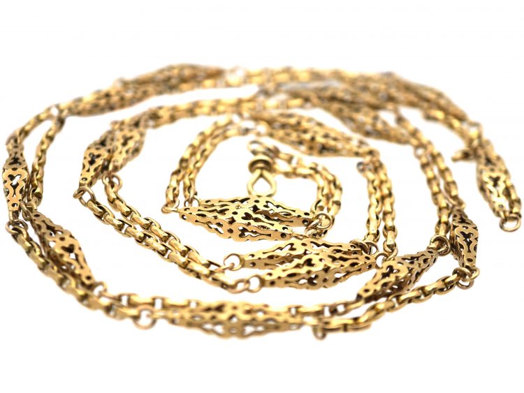 Early Victorian 9ct Gold Lantern Link Guard Chain