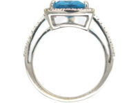 18ct White Gold Triangular Zircon & Diamond Ring