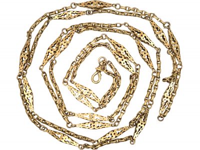 Early Victorian 9ct Gold Lantern Link Guard Chain