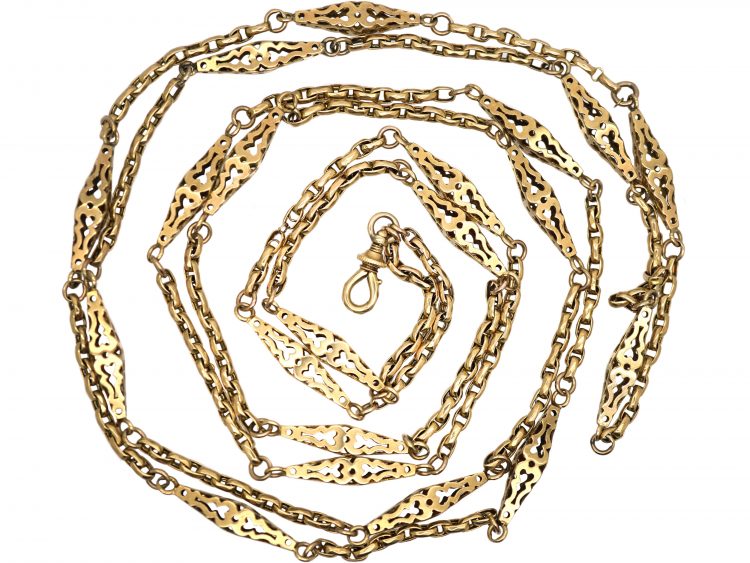 Early Victorian 9ct Gold Lantern Link Guard Chain