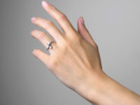 Art Nouveau 18ct Gold, Platinum & Two Stone Diamond Crossover Ring