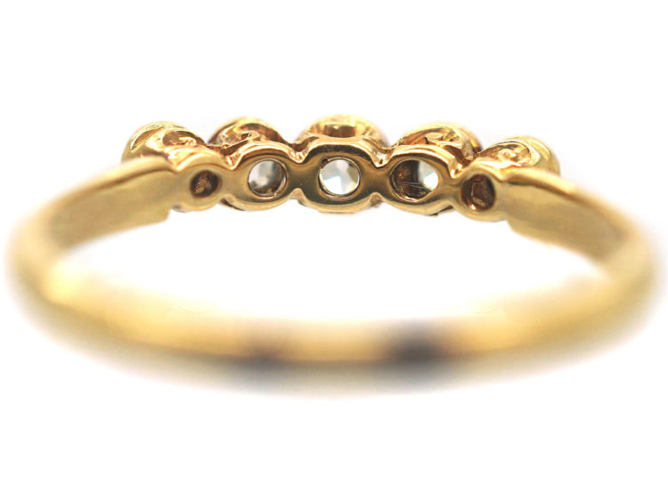 Edwardian 18ct Gold, Platinum & Five Stone Diamond Ring