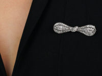 Edwardian Platinum & Diamond Bow Brooch