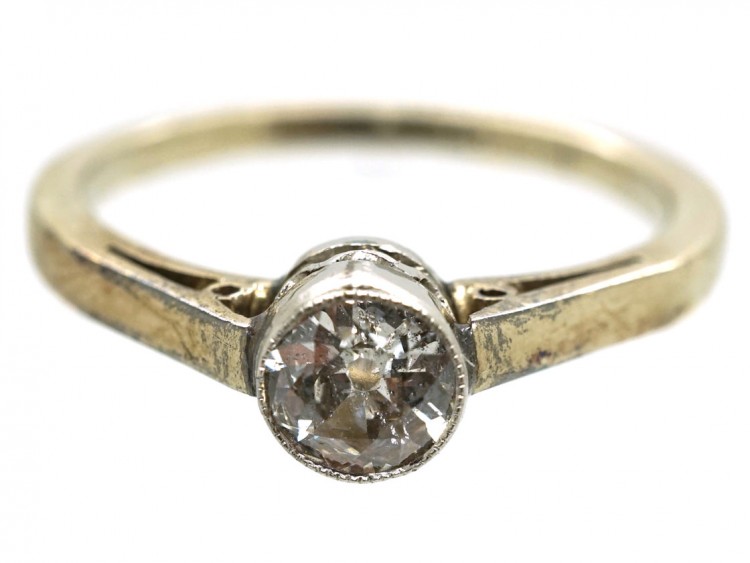 Art Deco 18ct White Gold & Platinum Solitaire Diamond Ring