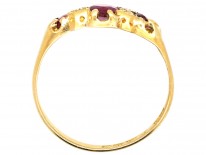 Edwardian 18ct Gold, Three Stone Ruby & Diamond Ring